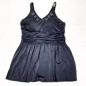 New Denim & Co. Beach Laser Cut  Swim dress 20W